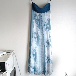 Strapless Floral Chiffon maxi dress